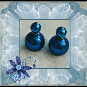 New Metallic Blue Double Sided Earrings